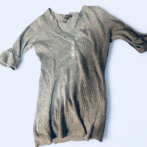 INC International Concepts Charcoal Ribbed Knit Top